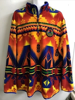 Polo Ralph Lauren Мужская четверть молнии Aztec многоцветный флисовый свитер новый 2XL - Изображение 1 из 4
