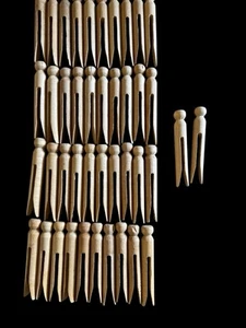 Lot of 42 Clothespins Wooden Laundry Crafts Hobby Outdoor USA Vintage Rustic - Picture 1 of 8