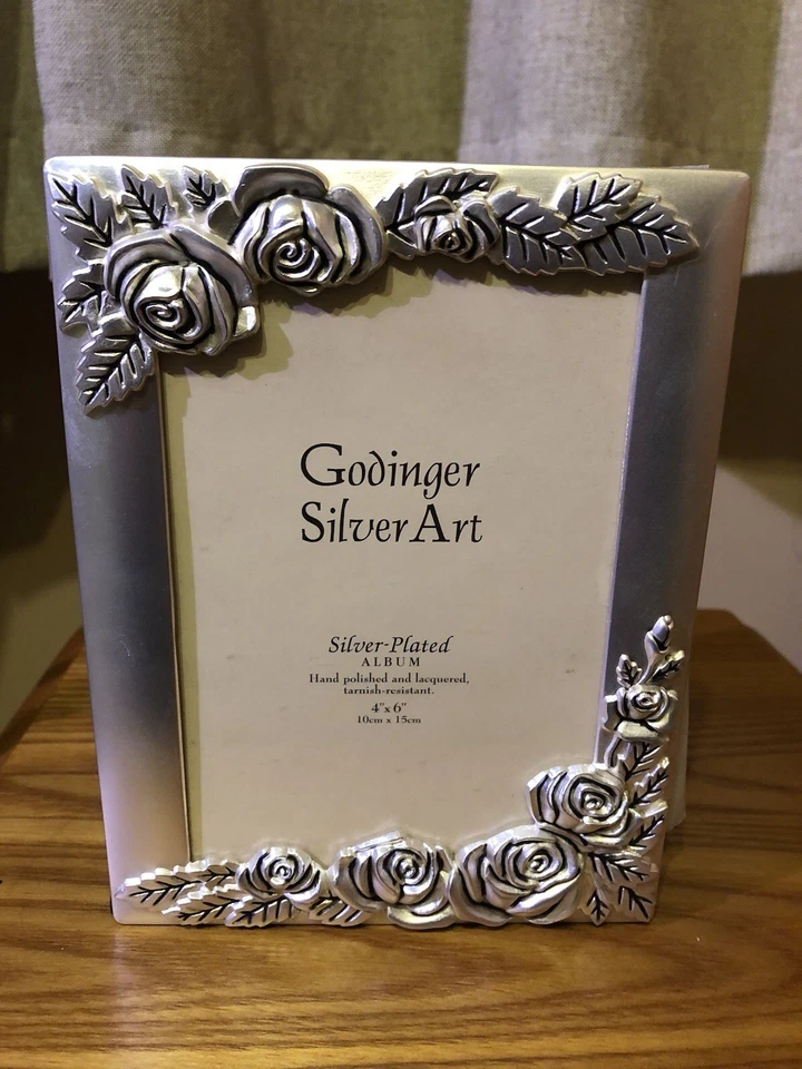 Álbum de fotos Godinger -NUEVO - 1991 vintage plateado rosa contiene 100 fotos 4x6 Foto 1 de 4