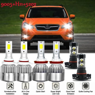 Combo de 6 faros LED altos bajos antiniebla para Subaru XV Crosstrek 2013-2014 Foto 1 de 4