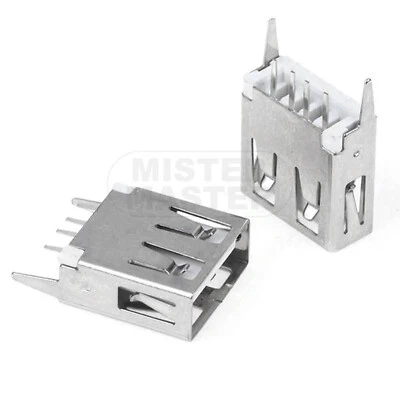 CONNETTORE USB 2.0 TIPO A FEMMINA A SALDARE  4 PIN 180° PCB - 2 PEZZI - Immagine 1 di 3