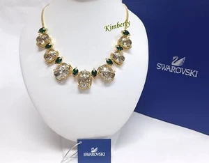 Swarovski Haven Necklace Clear & Green Crystal Gold-Plated Authentic NEW 5288945 - Picture 1 of 9