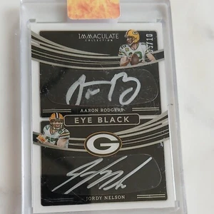 2022 Immaculate Collection Eye Black Dual Auto Aaron Rodgers Jordy Nelson 5/10 - Picture 1 of 2
