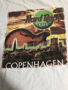 VINTAGE Hard Rock Cafe T Shirt Men XL White Graphic Copenhagen Made USA 90s - Picture 1 of 8