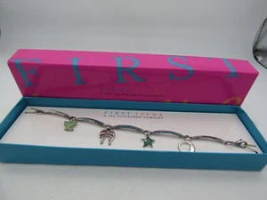LIZ CLAIBORNE First Issue Silver Tone Enamel Angel Charm Bracelet 7” - Picture 1 of 8