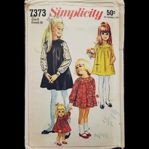 Vintage Simplicity Girls' Dress & Doll's Dress Pattern #7373 Size 8 CUT - Picture 1 of 4