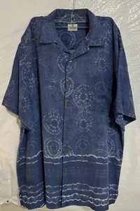 Vintage Solitude Hawaiian Shirt Button Short Sleeve Tie Dye Blue Mens Size Large - Picture 1 of 9
