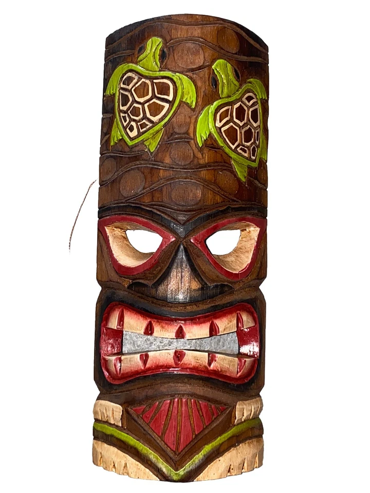 13” TIKI MASK WALL HANGER WOOD TIKI BAR HANGING WOOD ART - Image 1 of 1