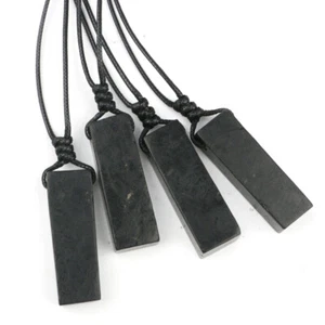 1X Shungite Stone Pendant Necklace Mineral Amulet Karelia Crystal EMF Protection - Picture 1 of 12