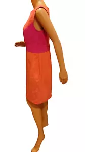Größe 8 Ann Taylor LOFT Colorblock Hot Pink & Koralle Retro Etuikleid T11 - Bild 1 von 6