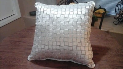 Croscill Isla Fashion Throw Pillow White / Silver 18" x 18" New - Image 1 of 4