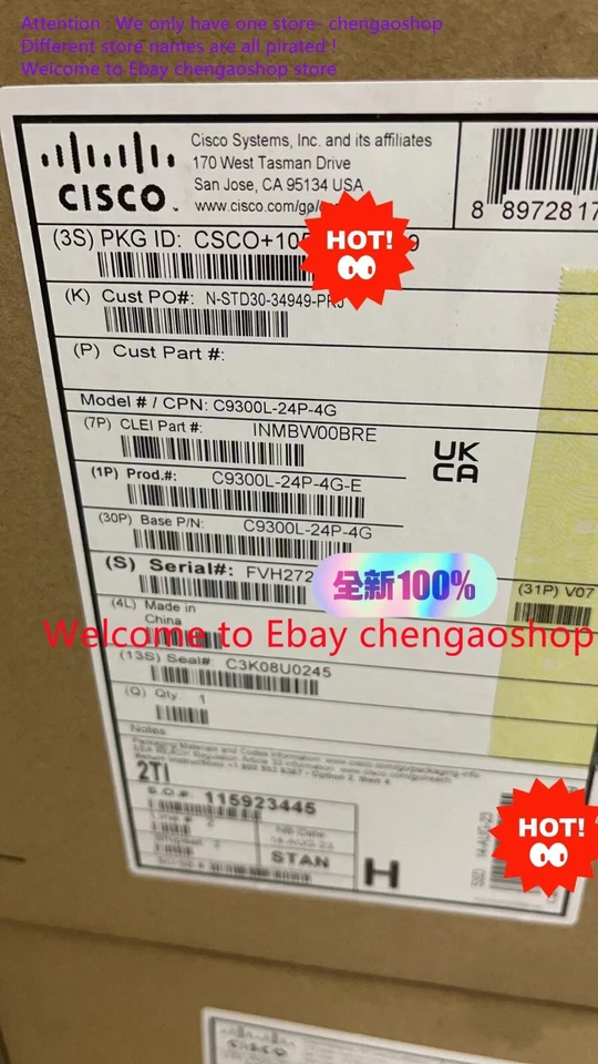 1PCS NEW C9300L-24P-4G-E 24 Port PoE switch (by DHL or Fedex) #U355E YG - Image 1 of 1