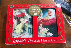Coca-Cola Coke Christmas Santa Nostalgia Playing Cards W/Tins (2 Decks) New - Picture 1 of 2