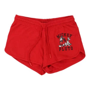 Age 12-14 Mickey Pluto Disney Graphic Sport Shorts - XS Red Cotton Blend - Picture 1 of 8