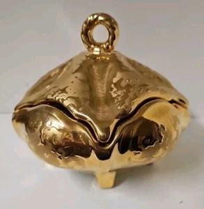 Vintage Weinende Gold Porzellan Bonboniere Schüssel & Deckel 22 K Garantie Gold - Bild 1 von 5