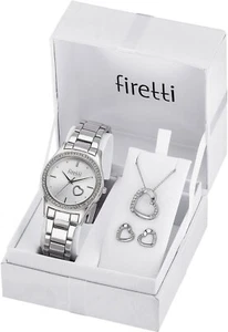 Firetti Armband Uhr Set 5-tlg. silber farben Damen Uhr m. Ohrstecker & Kette 545 - Bild 1 von 2