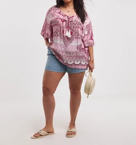 JOE BROWNS LADIES PINK MULTI TIE FRONT IBIZA BLOUSE NEW (ref 506) SALE - Picture 1 of 2