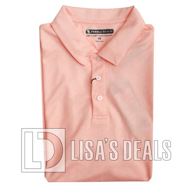 New Men's Pebble Beach Polo Shirt Short Sleeve Grey Blue White Coral L XL XXL - Image 1 of 4