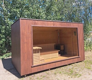 Sauna Cube Gartensauna Außensauna isoliert Panorama Scheibe - Bild 1 von 11