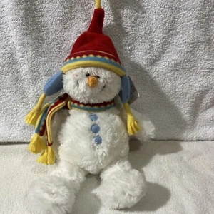 Gund Icy White Snowman Plush Blue Yellow Red Scarf Hat 16" tall #88423 - Picture 1 of 3
