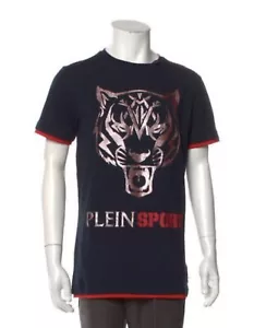Philipp Plein Sport Tiger Blue Red Fast Logo Tee T-Shirt Men Size XL NWT New - Picture 1 of 6