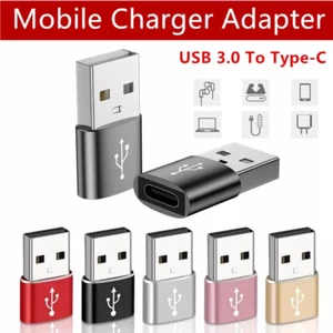 USB Type C Female to USB A 3.0 Adapter Male Converter Charger for iPhone Samsung - Picture 1 of 18