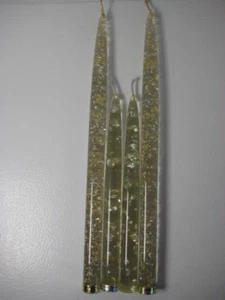 Lucite Taper Candles Gold Silver 12 in. 8 in. Set of 4 - Picture 1 of 15
