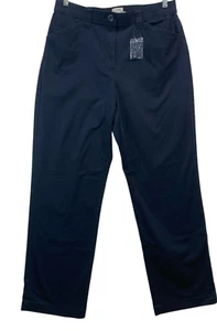 Pantalones para mujer LL Bean calce clásico 12 regular negros pantalones rectos de algodón elástico - Imagen 1 de 10