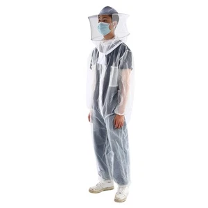 (XL)Anti Bee Biting Transparent One Piece Nylon Mesh Bee Clothing Beekeeping - Picture 1 of 11