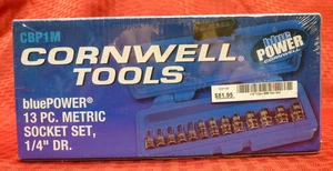 CORNWELL TOOLS BLUE-POWER CBP1M 13PC METRIC SOCKET SET ¼” DRIVE NEW - Picture 1 of 3