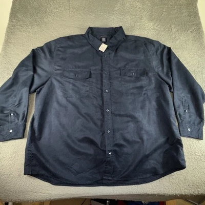 全新带标签复古 Knightsbridge 麂皮衬衫男式 3XL XXXL 海军蓝纽扣 Y2K — 第 1/4 张图片