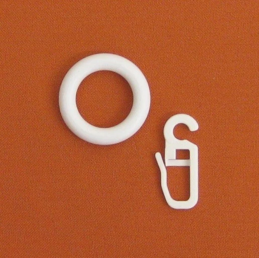Gardinenringe weiß 20 x 32mm Ringe mit Haken Gardinenhaken Faltenlegehaken - Bild 1 von 1