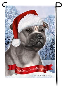 Lieber Weihnachtsmann, definiere freche Gartenfahne - blau weißer Stab. Bullterrier 134A - Bild 1 von 1