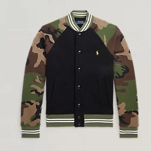 POLO RALPH LAUREN Camo Fleece Baseball Jacket Size M (10-12) - Picture 1 of 11