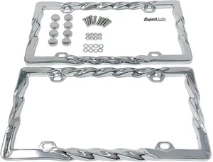 3D Twist Curly Wave Pattern License Plate Holder Chrome License Plate with Cap - Picture 1 of 3