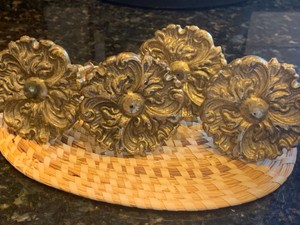 ANTIQUE SET OF 4 SOLID BRASS GOLD DRAPERY CURTAIN HOLD TIE BACKS 2 3/4"