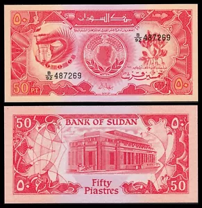 Sudán 50 Piastres 1987 Pick 38 SC = UNC - Bild 1 von 6