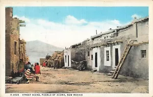 Pueblo von Acoma, New Mexico Postkarte Straße von Fred Harvey PM 1936 G6 - Bild 1 von 2
