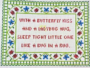 Hand-painted Needlepoint Canvas, "'Bug in a Rug," 13 mesh NEW - Picture 1 of 1