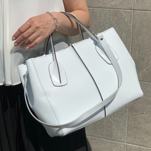 COACH Borsa a mano donna VERA pelle bianca tracolla tote bag borsetta in rilievo