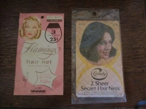 RETI PER CAPELLI in nylon marrone chiaro e scuro nuove con scatola vintage GOODY & FENICOTTERO - anni 50 e 70 - Foto 1 di 5
