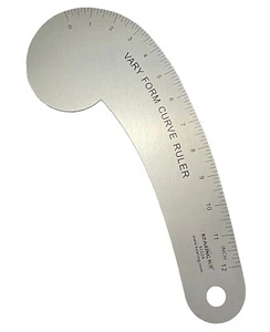 Kearing Designer Vary Form Curve Ruler 12", aluminum, read in 1/8th inch - Picture 1 of 1