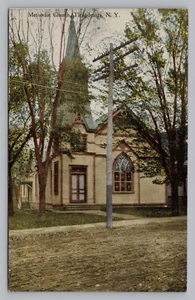 Methodist Church Ticonderoga NY, Dirt Road, Early Divided Back Postcard P10 - Picture 1 of 2