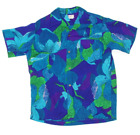 Lei-O Hawaii Sportswear Hawaiian Aloha Shirt Blue Vtg 60s Floral Tiki L/XL /248