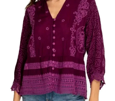 Blusa Johnny Was Polyvore Enebro Bordada Merlot Rosa S; Nueva Con Etiquetas Foto 1 de 4