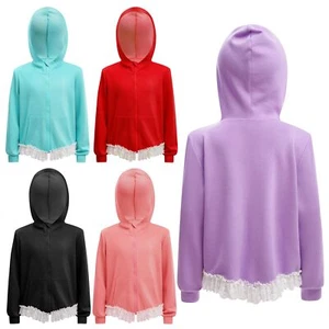 Kids Girls Outerwear Age 4-16 Sweatshirt Cycling Hoodie Running Coat Yoga Ball - Picture 1 of 52