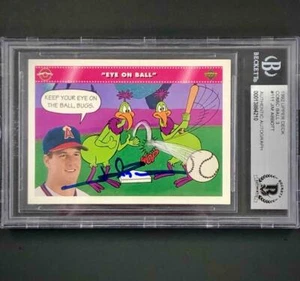 Jim Abbott autograph signed 1992 Upper Deck Looney Tunes comic ball card BAS BGS - Picture 1 of 2