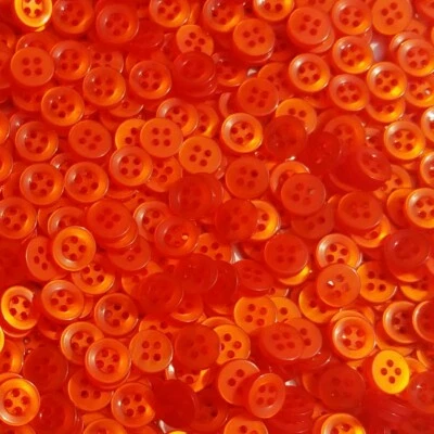 100 Pumpkin Orange Buttons, size 10mm, 16L, 4 hole, Vivid, Fast Shipping, USA - Image 1 of 3