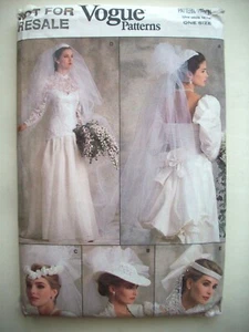 80's Vogue wedding Bridal veil and headpieces pattern 9822 uncut - Picture 1 of 2