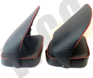 Pair BB Vintage Classic Tipping Bucket Seats Black/Red Midget, Frogeye, Sprite - Afbeelding 1 van 6
